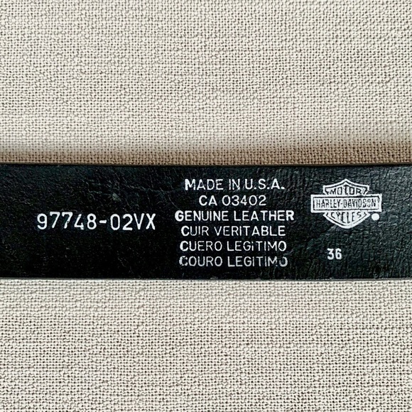 HARLEY-DAVIDSON Flame Tooled Black Leather Belt & Belt Buckle Size 36 - Picture 6 of 16